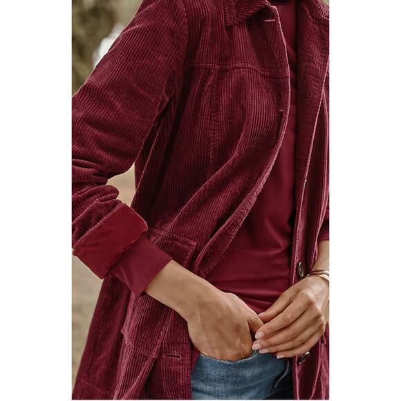 J Jill Button Front Tumbled Corduroy Coat Vermillion Womens Plus Size 2X New - Picture 4 of 11
